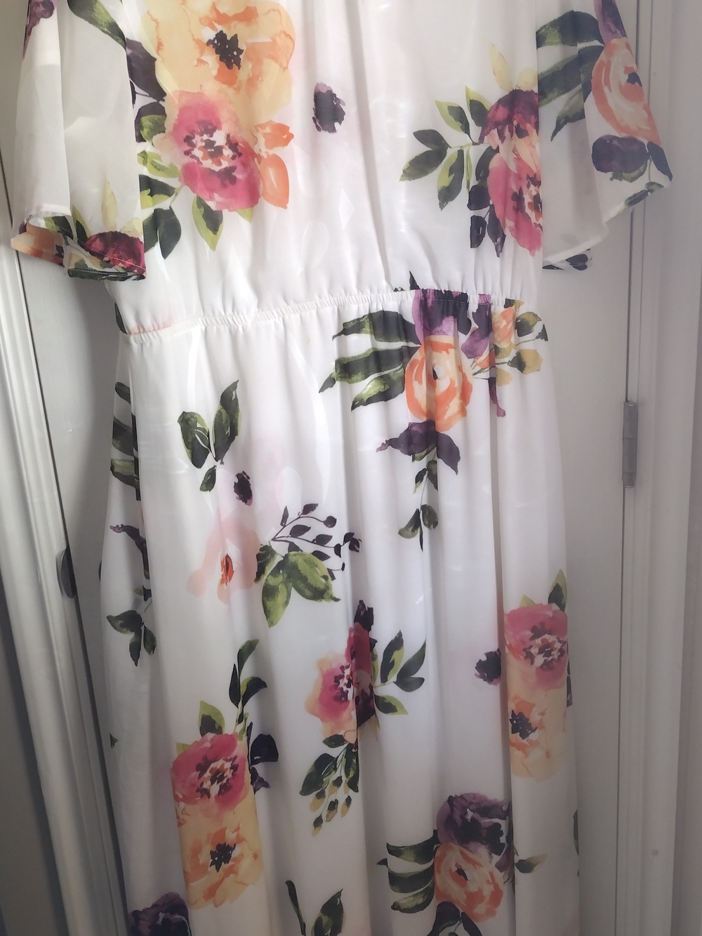 Sweet Salt Modest Floor Length Dress with Pink & Peach Blooms XXL